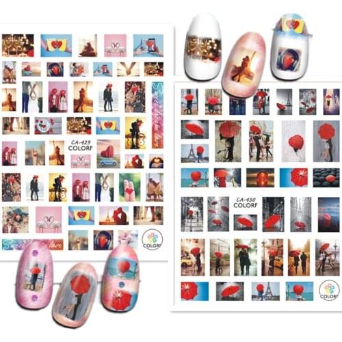 Nail sticker Newest CA-429 430 lovely design 3d nail decals template back glue DIY art decorations tips