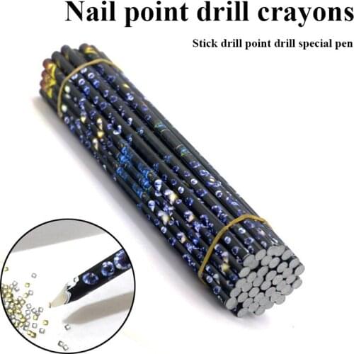 6 Pcs NEW Nail Jewelry Nail Crayons Point Pen Sticky Drilling Sticky Pen Nail Paste Stick Nail Tool Beauty DIY Tool