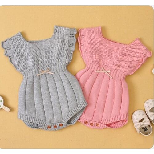 Autumn Baby Boy Girls Triangle Rompers Infant Baby Romper Newborn Baby Boy Girl Clothes Fly Sleeve Knitting Clothes