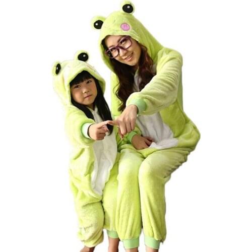 Boy Girl Pajamas Set Kigurumi Green Frog Pijamas For Women Men Onesie Adult Animal Anime Family Sleepwear Cosplay Pyjamas Kids