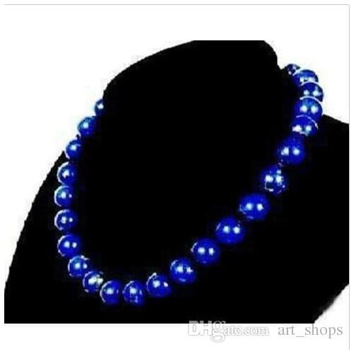 Stunning!10mm Egyptian Lapis Lazuli Necklace AAA 18