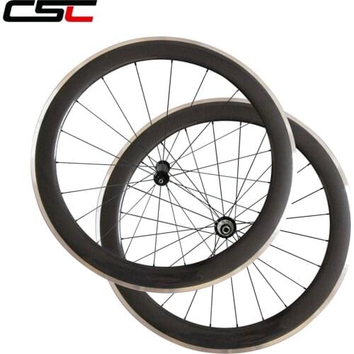 CSC 700C 60mm Depth 23mm width Clincher Carbon road wheels Aluminium Brake track wheelset D T350 240 hub NOVATEC AS511SB