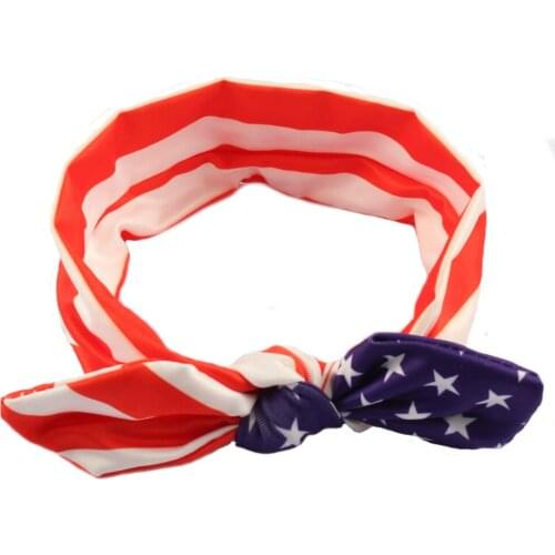 10pcs Baby Striped Star Headwrap 2018 Independence Day Hair Accessories Kids Patriotic Rabbit EAR American Flag Hair Band