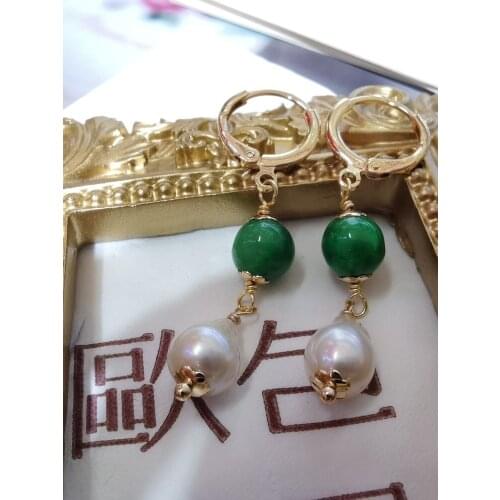 New Summer fresh series earrings natural pearls Clear jasper Fresh natural retro female jewelry aros boucles d'oreilles hoop