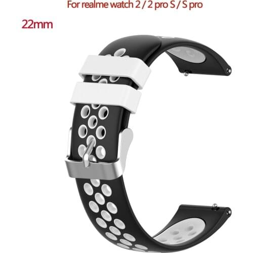 22mm Silicone Two-color perforated breathable Sport Strap For Realme Watch 2 2Pro Smart Watch Strap For Realme Watch S SPro band