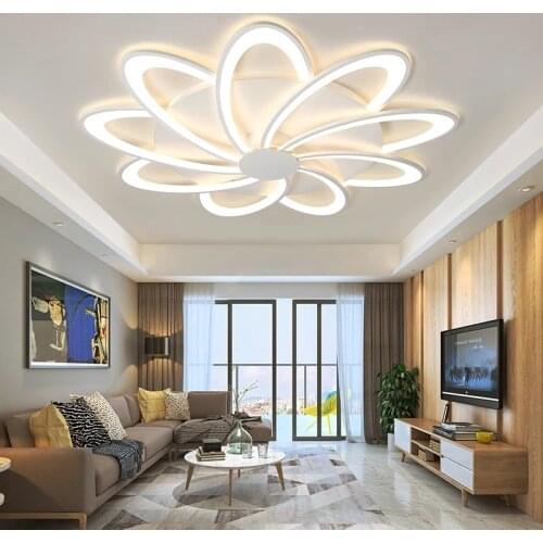 Modern Acrylic Led Ceiling Light Chandelier for Bedroom Hotel Dining Room White Flower Shape Design Indoor Lighting Ceiling Lamp