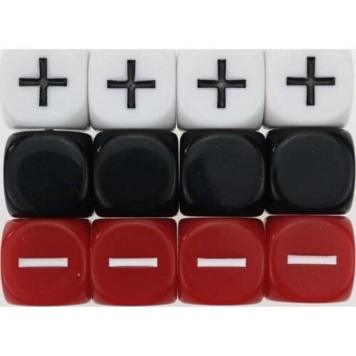 Rollooo 12 Fudge Dice GM Starter Pack 3 Sets of 4 Fate Opaque Black White and Red + - Symbol
