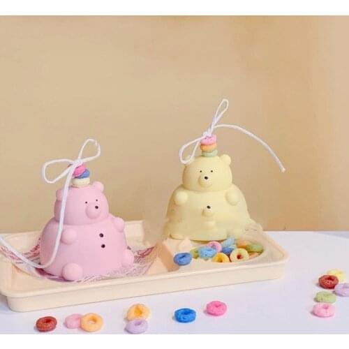 Bear Candle Silicone Mold Mini Cylindrical Candle Silicone Molds Aromatherapy Candle Making Handmade Soap Mould