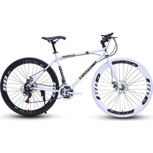 Road Bike Bicycle Double Disc Brake Speed 26 Inch Dead Fly Fixed Gear Men and Women 60 Knife Wheel Adult Students