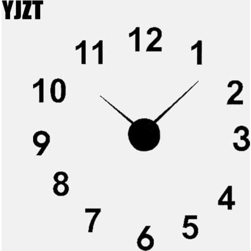 YJZT 13CM*13.3CM Numbers Large Number Clock Car Sticker Decor Art Vinyl Decal Black/Silver C3-1083