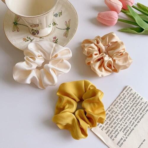 Women Satin Scrunchies New Fashion Elastic Hair Bands Handmade Multicolor Ponytail Holder Hair Ties Headband Hair Accessories