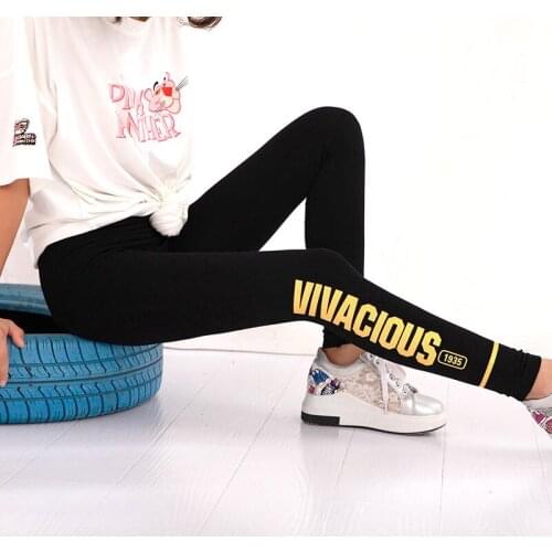 Timis Li Womens Sexy Thin Stretchy Modal Leggings with printed golden letters High Waist Woman Plus Size Fitness Legging