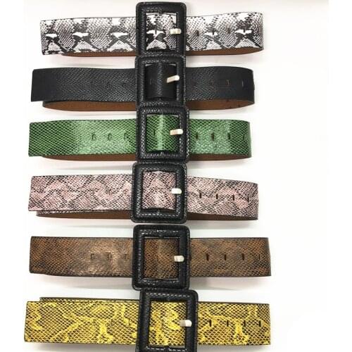 Fashion 2021 Snake Pattern Thin Belt Summer Casual Retro Wild Ladies Square Buckle With Dress Belts For Women QZ0102