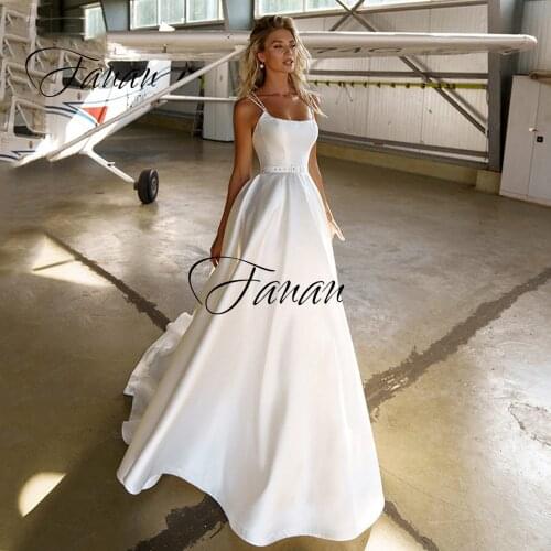 Square Collar Spaghetti Straps Wedding Dresses Backless Sleeveless A-Line Bridal Gown vestidos de novia Свадебное платье