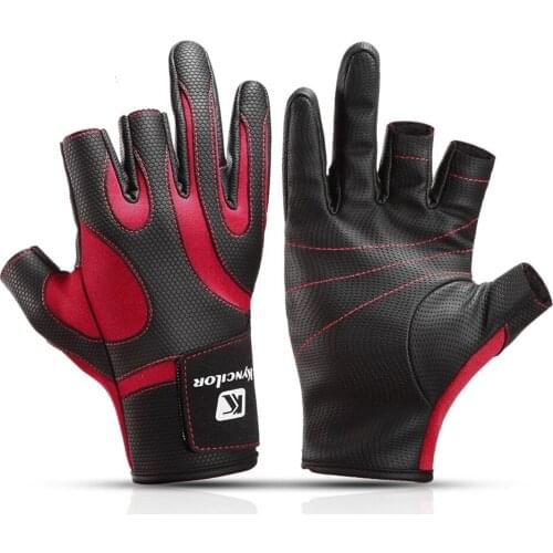 1Pair Professional Fishing Gloves Palm Anti-slip Hand Protection Gloves Bicycle Riding Cycling Three-finger Cut Men Gloves New