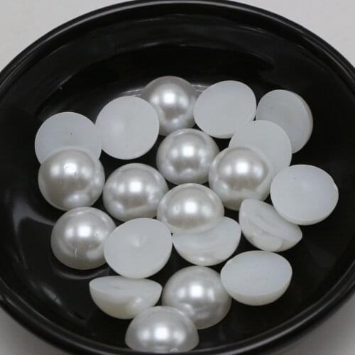 100 Ivory Half Pearl Bead 14mm Flat Back Scrapbook Craft