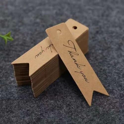 1000pcs/Lot Dovetail Kraft Paper Label Card Clothing Label With Rope Thank You Tag Hanging Card Packaging Display Card Wholesale
