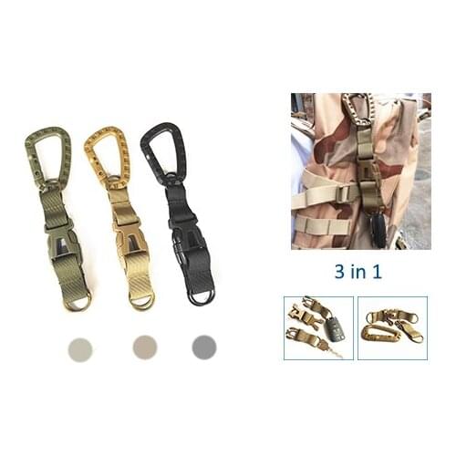 3 In1 Multifunction Carabiner Clasp Sport Clip Hook Backpack Molle System Buckle Military Outdoor Bag Camping Climbing