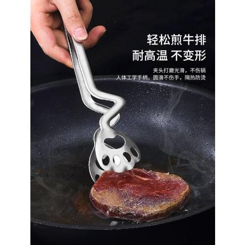 304 Stainless Steel Cats Paw Food Clip Cute Anti-Scald Kitchen Fried Steak Barbecue Dish Food Egg Clip