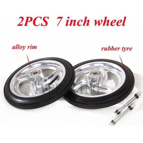 7 Inch Wheelchair Small Wheel Parts 7" Solid Rubber Tire with Alloy Hub Front Wheel Universal Wheel Front Small Wheel