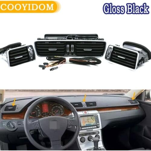 Car Center Console Piano paint Gloss Black Air Condition Vents For Vw Passat B6 B7 CC R36 3AB 819 701 A 3AB 819 702 A3AD819728A