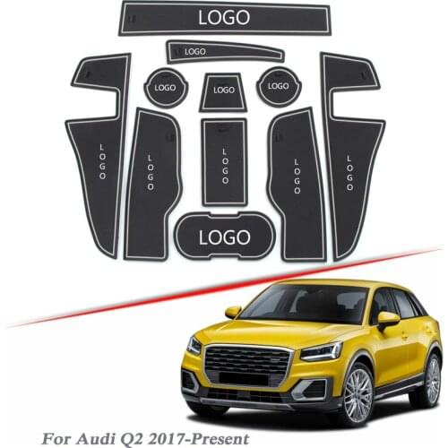 Brand LOGO Car Styling For AUDI Q2 2017-Present Gate slot pad Interior Door Groove Mat Non-slip dust Mat Intorior Accessory