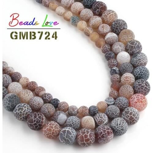 Natural Coffee Frost Matte Stone Agates Beads 6 8 10MM Round Loose Spacer Beads for Jewelry Making Handmade Diy Bracelet 15 Inch