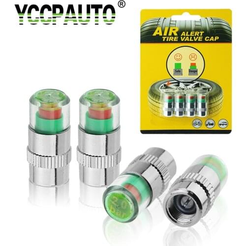 YCCPAUTO 2.0 2.2 2.4 Bar Car Tire Pressure Monitor Valve Stem Cap Auto Sensor Indicator Diagnostic Tools Kit Air Alert 4PCS