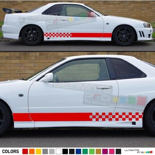For x2 Sticker Decal Stripe Kit Nissan Skyline R34 Spoiler Lip Bumper Xenon Lights