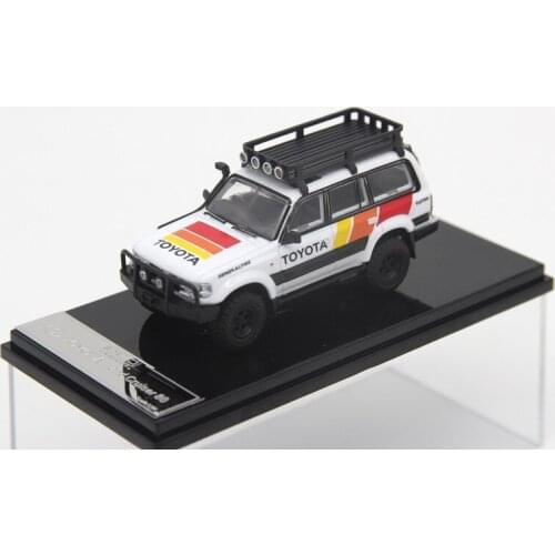 GCD 1:64 Toyota Land Cruiser LC80 w/RoofRack RHD White Black Wheels Special Edition Diecast Model Car