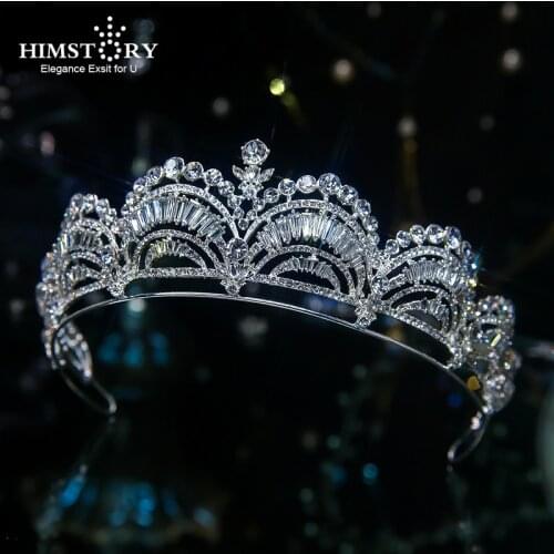 HIMSTORY Bridal Wedding Crown HairWear Shinny Crystal Tiaras Princess Birthday Party Wedding Dress Hair Accessories