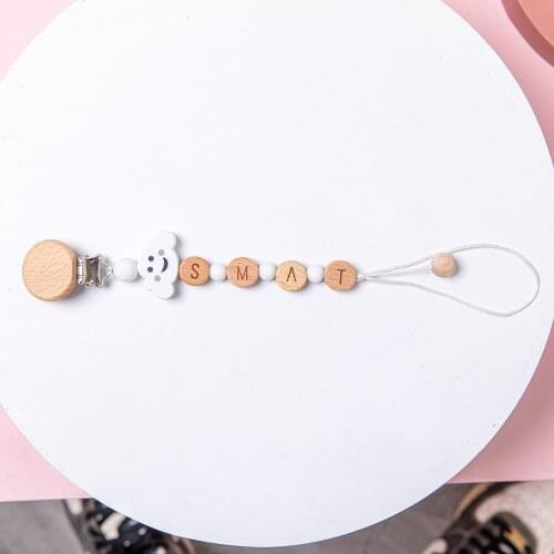 Personalized Name Handmade Silicone Pacifier Chains Safe Teething Chain Baby Teether Eco-friendly Pacifier Clips Holder Chain