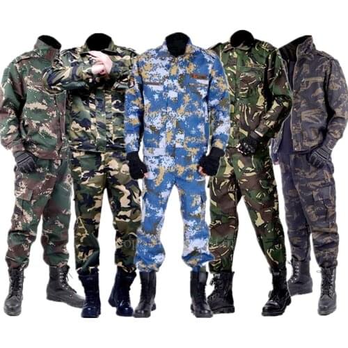 Camouflage Trainning Exercise Clothes Jacket Pant Sets Men Tactical Clothing Army Military Uniform Forces Soldier Combat Set