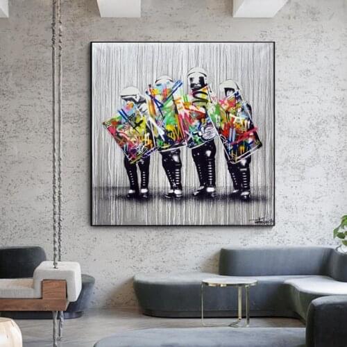 Banksy Wall Art Paintings A Guard with A Shield Canvas Paintings Graffiti Pop Art Posters and Prints for Home Decor