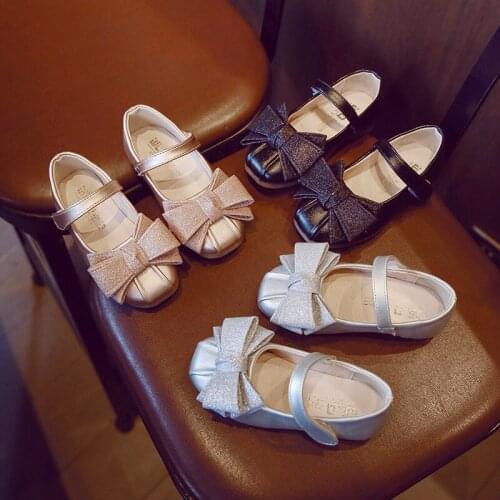 Girls Leather Shoes for Children Wedding Dress Princess School Shoes Kids Summer Bow-knot Black Student Sandals Korean Fashion