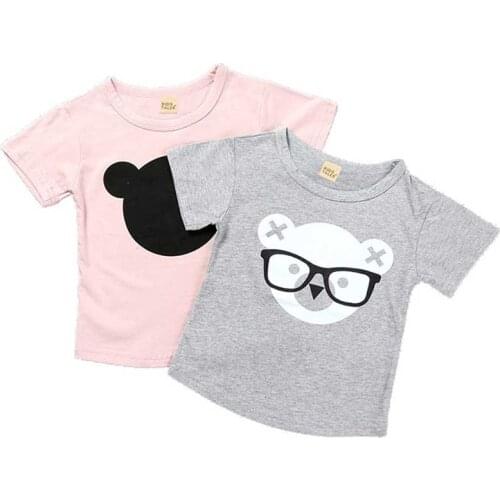 Summer Kids Boys T Shirt Bear Print Short Sleeve Baby Girls T-shirts Cotton Childrens T-shirt O-neck Tee Tops Boy Clothes
