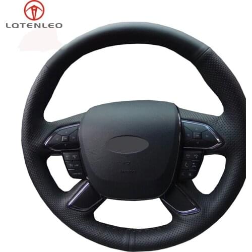 LQTENLEO Black Artificial Leather DIY Hand-stitched Car Steering Wheel Cover For Ford Taurus 2015 2016 2017 2018 2019