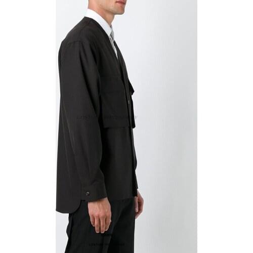 M-6XL! Customized high quality large size coat 2018 New mens long-sleeved v-neck shirt black casual original jacket