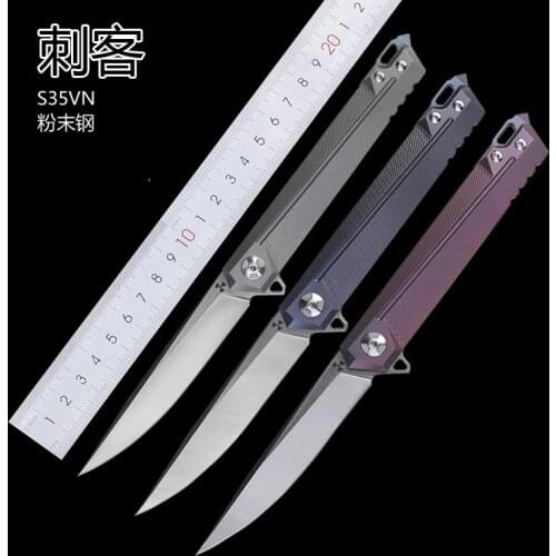 MIKER folding knife S35VN blade Titanium Handle outdoor hunting knives Survival knife camping Tactical pocket knife EDC tool