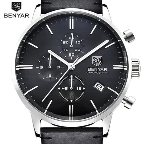 BENYAR 2020 Luxury Men Watch Waterproof Genuine Leather Fashion Casual Quartz Wristwatch Mans Business Watches Male Sport Clock