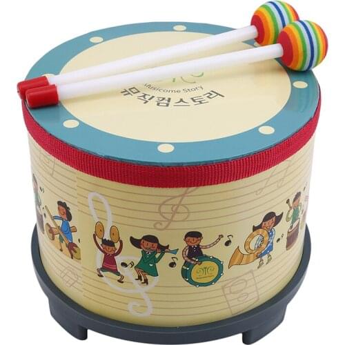 1Pc Wooden Percussion Floor Drum&Mallet Musical Instrument Toys For Children Kindergarten Music Learning Education Teaching Aids