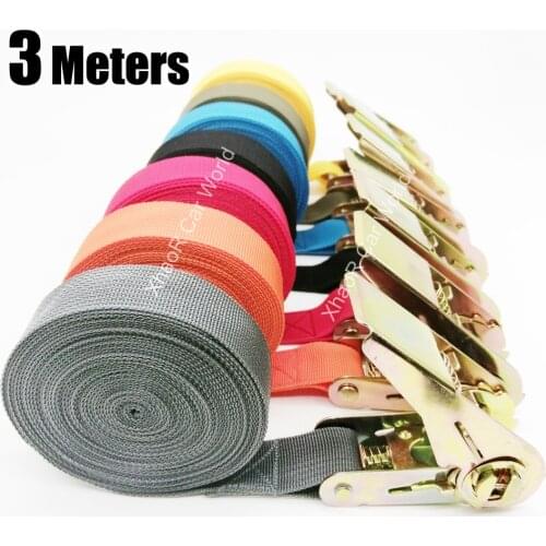 3m Tensioning Belts Adjustable Cargo Straps for Truck Boat Ratchet Tie-Down Belt for Luggage Bag Goods Bind Belt Car Accessories