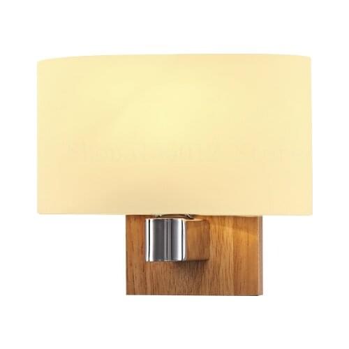 Nordic Solid Wood Wall Lamps E27 Glass Lampshade Bedroom Bedside Lamp Design Living Room Decoration Led Wall Lights Fixtures