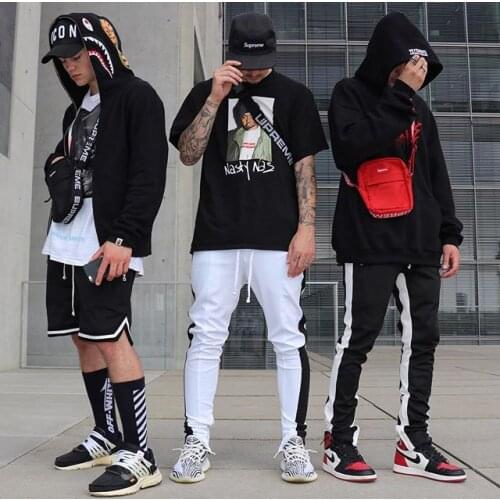 New Street Fashion Brand Mens Casual Color Matching Sports Pants Hip Hop Slim Feet Trousers Jogger Tracksuit