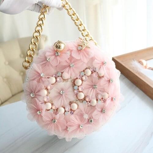 Spring and Summer 2019 New Fashion Girl Bag Fairy Flower Insert Drill Hand-held Single Shoulder Slant Bag