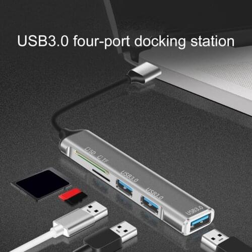 Durable Cable Hub Plug Play Data Transmission USB3.0 Expansion Dock with SD/TF Slot for Laptop