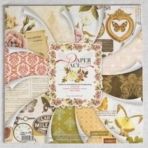12inch 25sheets retro butterfly&flower Scrapbooking Paper Origami Background Paper DIY Card Making gift wrapping Home deco