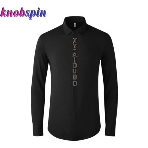 Fashion Beading Nylon Shirt Men Solid color Long Sleeve Slim Casual Shirts for men Brand Business Male Dress Shirts Silky Camisa