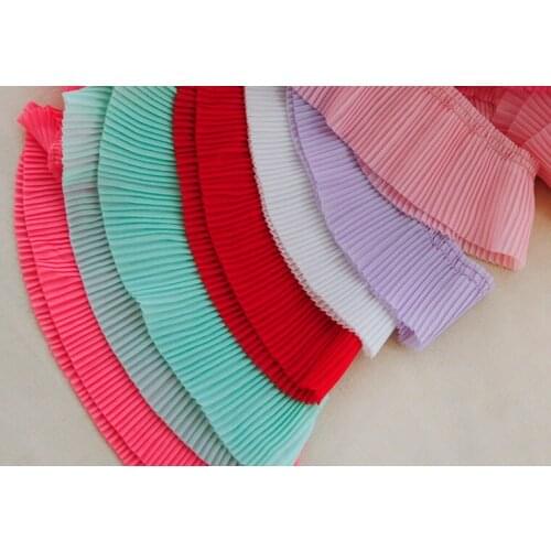 10 meters 6.5cm width Pink Red White Black Chiffon Lace Fabric Ruffle Trim For Girls Dress/Cuff /Wedding Patchwork DIY material