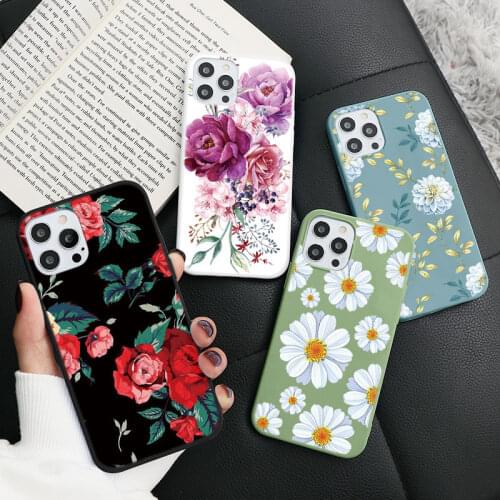 Silicone Flowers Cover For Huawei P30 P20 P40 Pro Y6 Y7 2019 P Smart 2021 Mate 10 20 Honor 8X 9X 8A 20 10 10X Lite 10i 20i Case